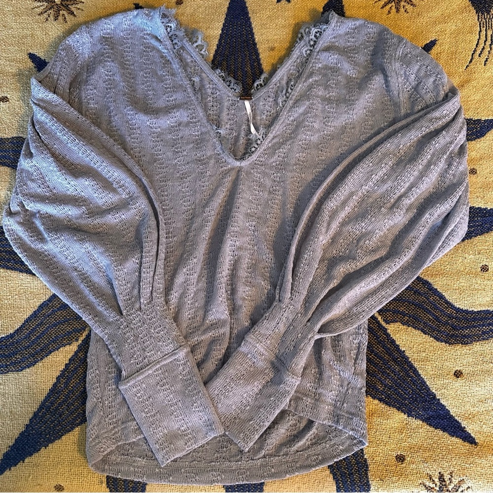 Free People Lace-Trimmed Knit Top